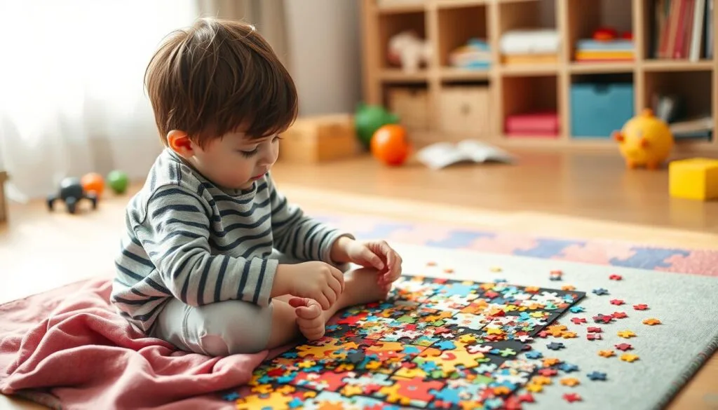 Child solving a challenging puzzle, demonstrating perseverance and resilience 6 year old Child solving a challenging puzzle, demonstrating perseverance and resilience