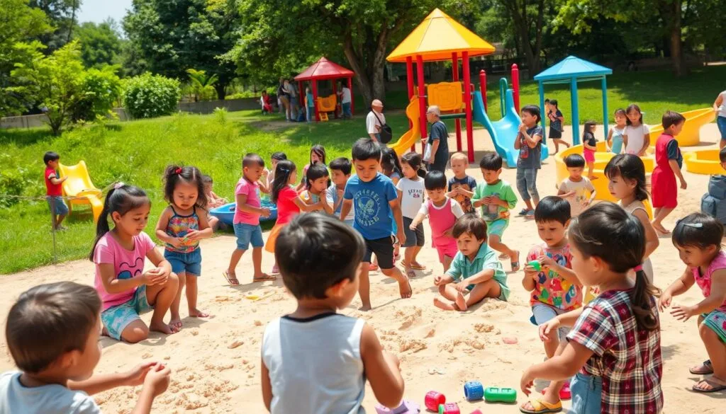 Children developing social skills through play