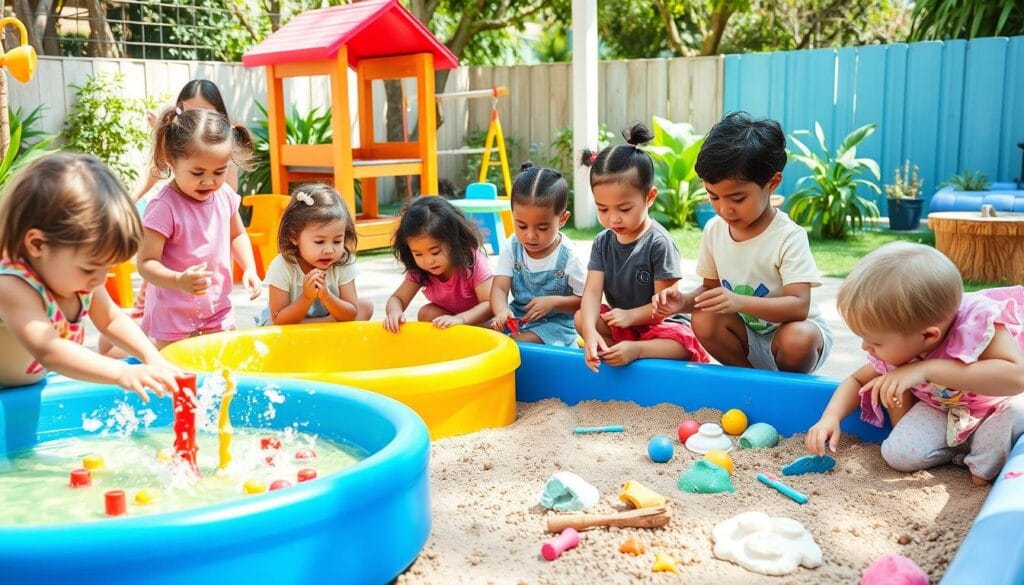 Children engaging in sensory play